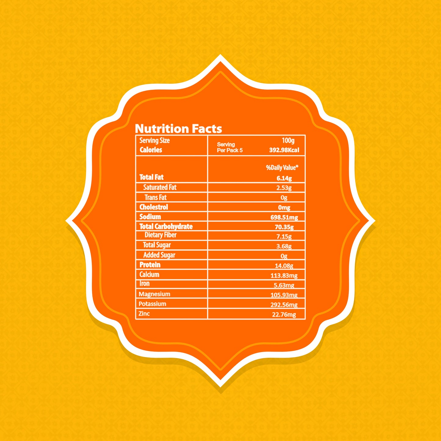 Cheese Tomato Oats Nutrition Facts