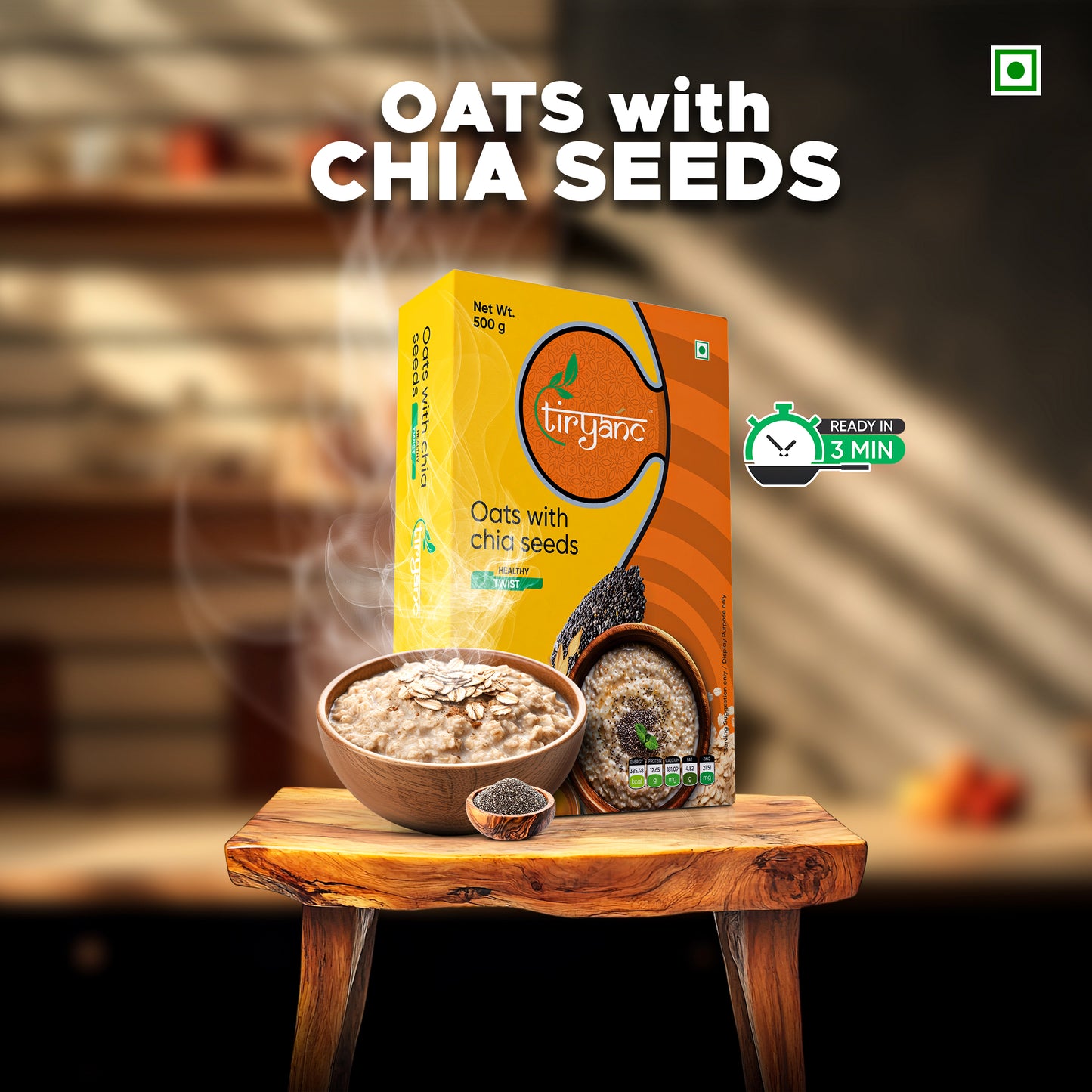 Oats with Chia Seeds Ready in 3 min