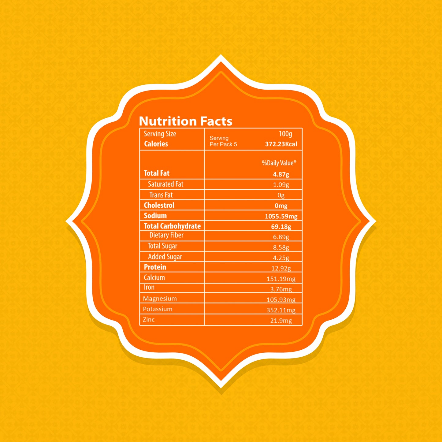 Oats with Curry & Pepper Nutrition Facts