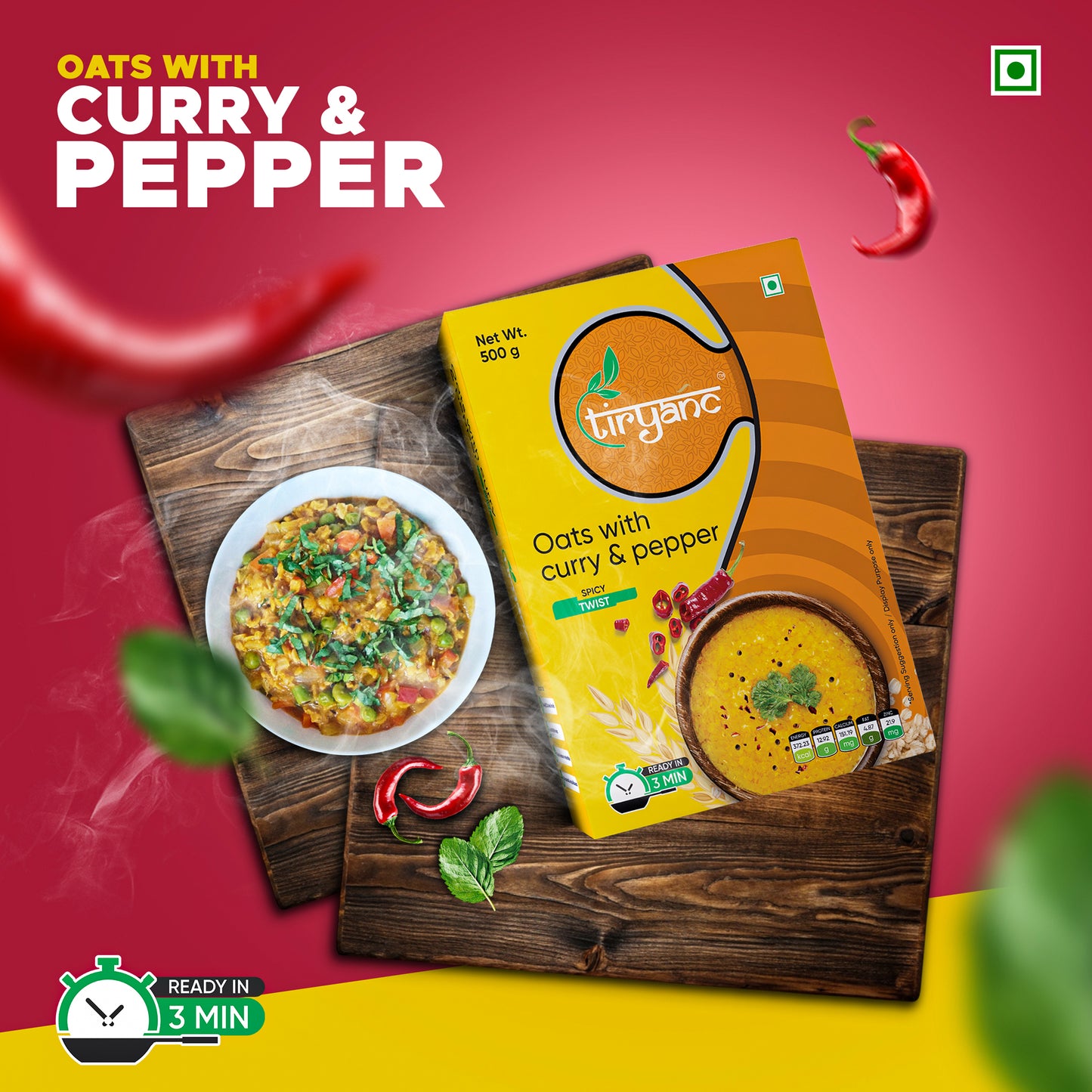 Oats with Curry & Pepper Ready in 3 min