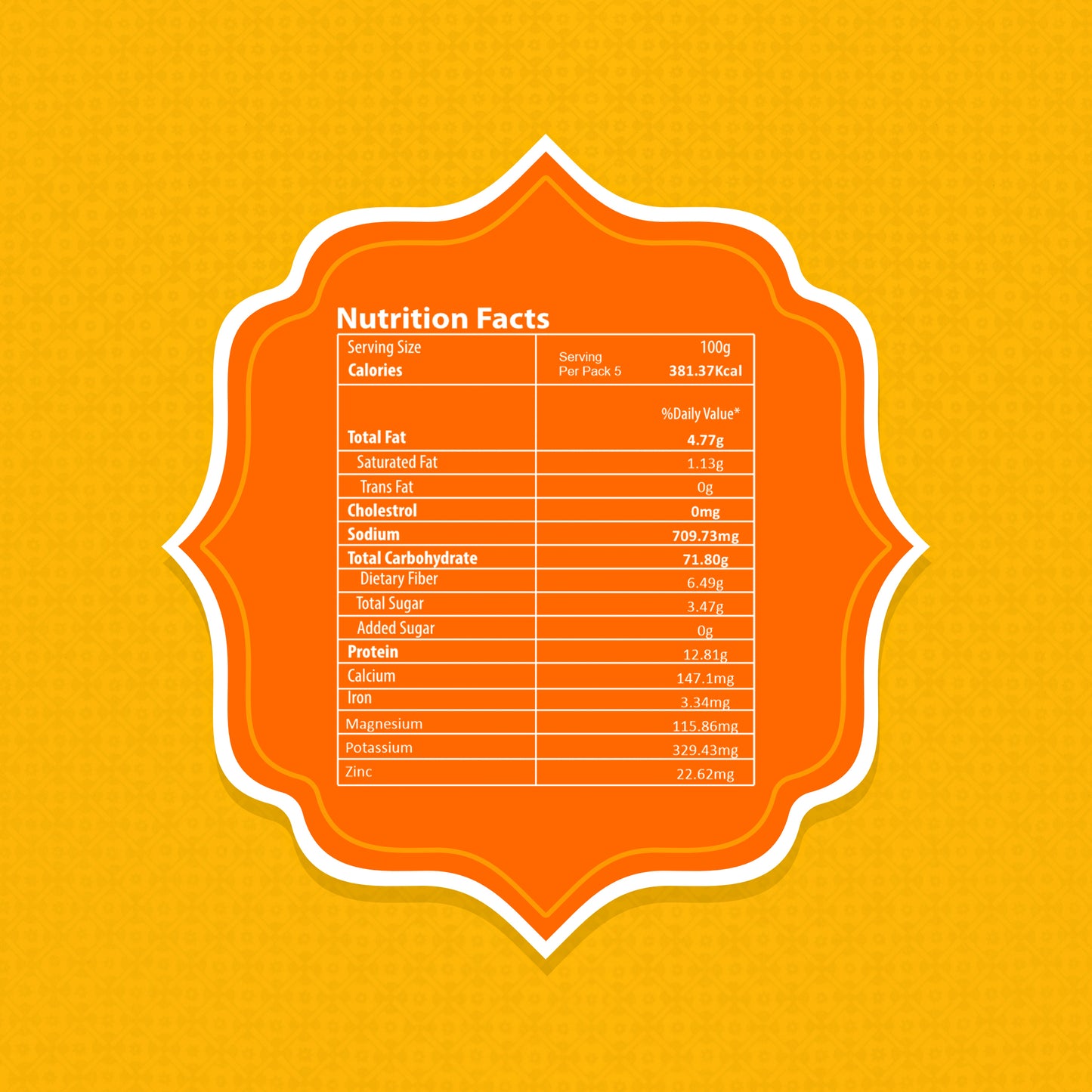 Mashroomi Oats Nutrition Facts
